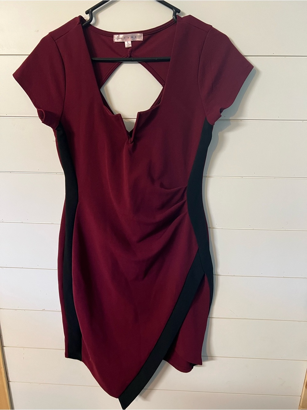 Women’s Burgundy and Black Dress with Cutout Detail